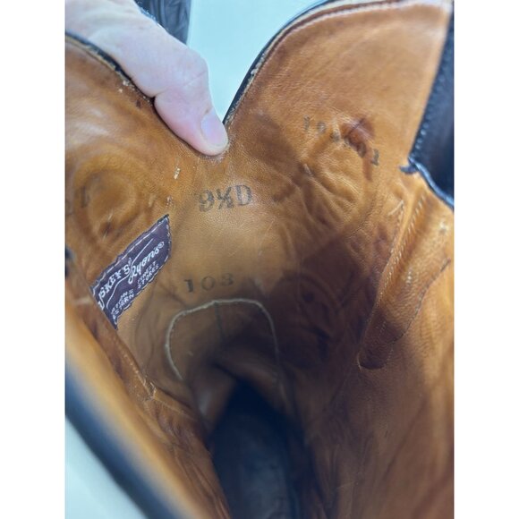 Luskeys Ryons Men 9.5 D Fort Worth Western Cowboy Dress Boots Black Leather EUC main image 5